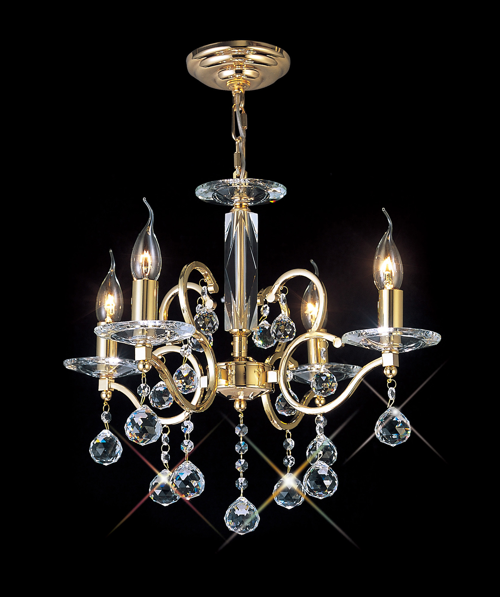 IL30224  Zinta Crystal Pendant 4 Light French Gold